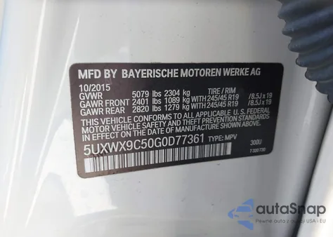 2016 BMW X3 xDrive28I from USA, damaged, VIN 5UXWX9C50G0D77361